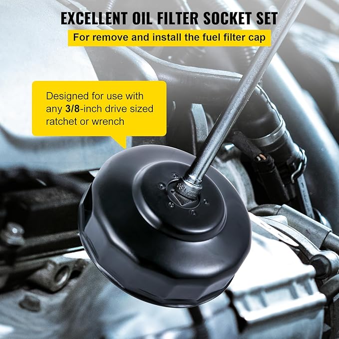 VEVOR Oil Filter Socket Set, 30 Pcs, Steel, Black, 3-Jam Wrench