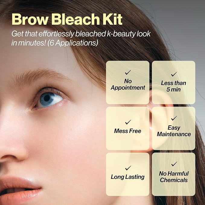 ENTROPY Eyebrow Bleach Kit – At-Home Eyebrow Lightener with Ammonia-Free Formula, Includes Powder Packs, Cream & Applicator Brush | Up to 6 Uses | Fast Brow Lightening