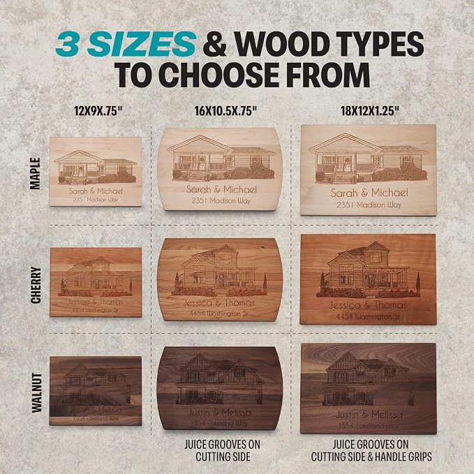 for New Homeowners - Personalized Wood Cutting Board - Laser Engraved Custom Chopping Boards - Housewarming Gift - Realtor Closing Gift
