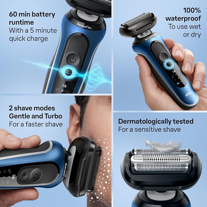 Braun Electric Shaver for Men, Series 6 6172cc, Wet & Dry Shave, Shaving Kit with SmartCare Center and Precision Trimmer
