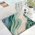 LUMI Beach Bathroom Rug Square, Non Slip Bath Mat Quick Dry, Ultra Soft Washable Absorbent, Ocean Sea Theme Bath Rug for Shower Floor, Home Decor, Kids Room, Bathtub, 26"x26"