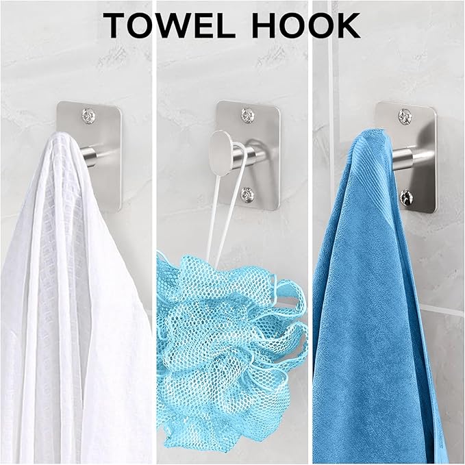 KLJKPA Brushed Nickel Bathroom Accessories Set, 10 Pieces Bathroom Hardware Set, 24 inch Towel Bar, Towel Racks for Bathroom, Robe Towel Hooks, Toilet Paper Holder Wall Mounted