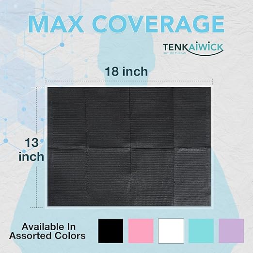 550 Pack Disposable Dental Bibs 13"x18", 3-Ply Waterproof Tattoo Bibs Sheet for Nail Salon, Dental Clinic, Feeding, Tattoo Shop (Black)