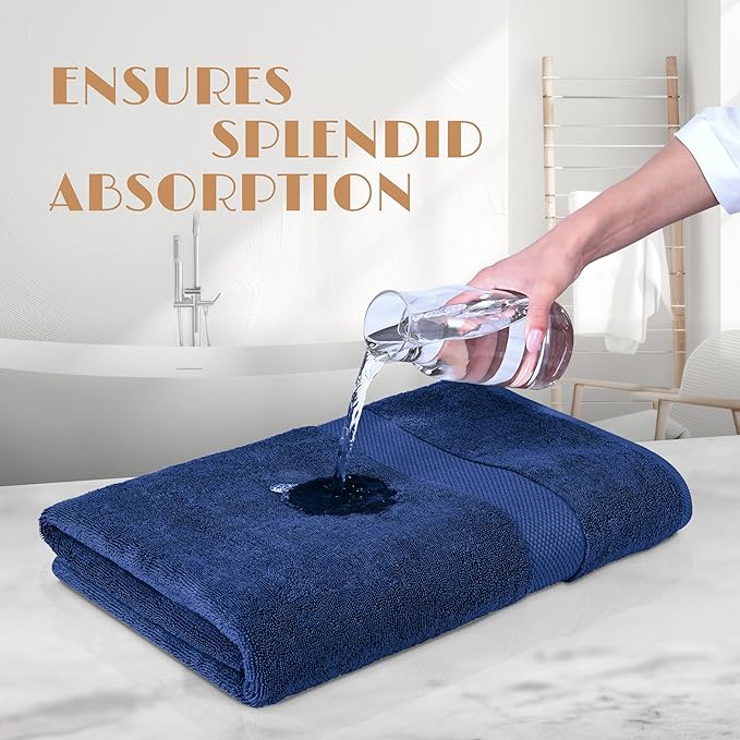 Luxury Soft Bath Sheet Towels Set - 650 GSM Cotton Luxury Bath Towels Extra Large 35x70 | Highly Absorbent and Quick Dry | Hotel Quality Extra Large Bath Towels Oversized, Navy Blue, 2 Pack
