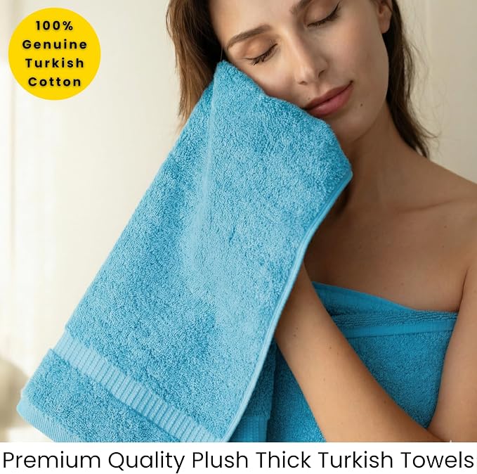 SALBAKOS 2-Piece 100% Turkish Cotton Bath Towels, X-Large 35x70, Aqua Blue | Oversized Bath Sheet Towel for Bathroom & Beach, Thick, Super Soft, Highly Absorbent, Premium Hotel Quality, Made in Turkey
