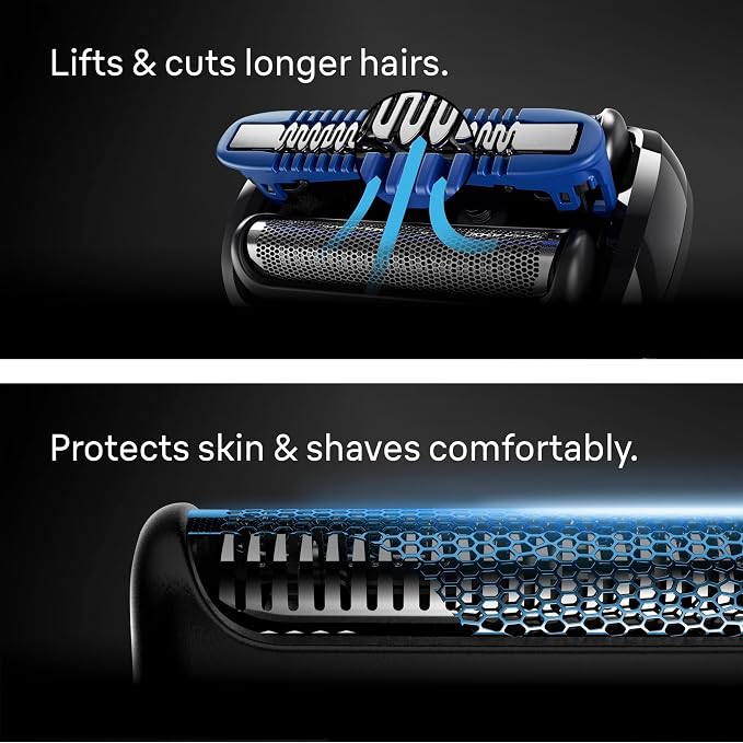 Braun Series 6 Electric Shaver for Men, Wet & Dry Foil Razor, 4-in-1 SmartCare Clean & Charge Center, Precision Trimmer Attachment, Replacement Shaver Head, Travel Case, Dark Blue 6177ps