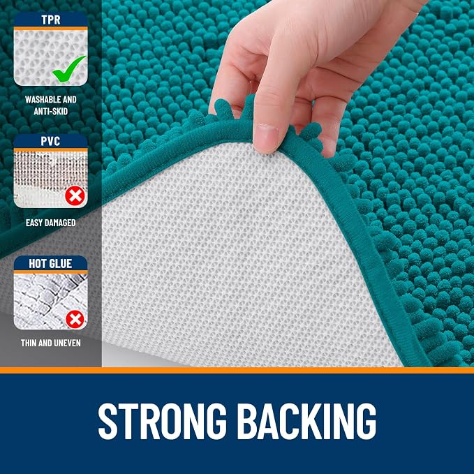 OLANLY Large Bathroom Rugs 40x32, Extra Soft Absorbent Chenille Bath Rugs, Rubber Backing Quick Dry, Machine Washable Bath Mats for Bathroom Floor, Tub and Shower, Home Decor Accessories, Deep Lake