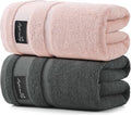 REDKISS 2 Pack Large Bath Towels Set, 100% Cotton, 31x63 in, Heavyweight 760G, Highly Absorbent & Quick Dry, Super Soft Luxury Towels for Bathroom,Hotel Collection - Pink Dark Gray