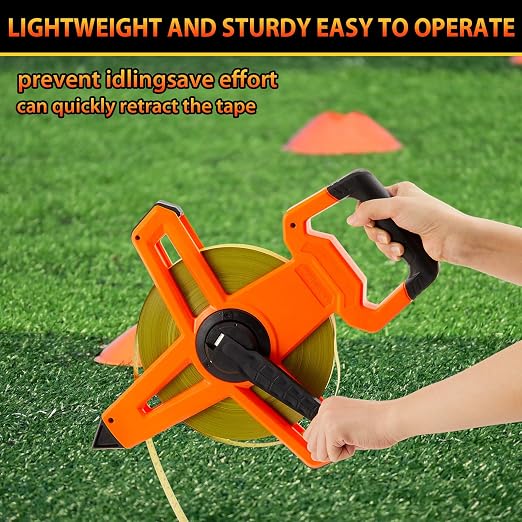 1 Pcs 167ft/50m Open Reel Steel Long Tape Measure, Heavy Duty 1/2" Nylon-Coated Blade with Dual Inch & Metric Scale, Tape Measure for Construction, Surveying, Concrete Work, Orange