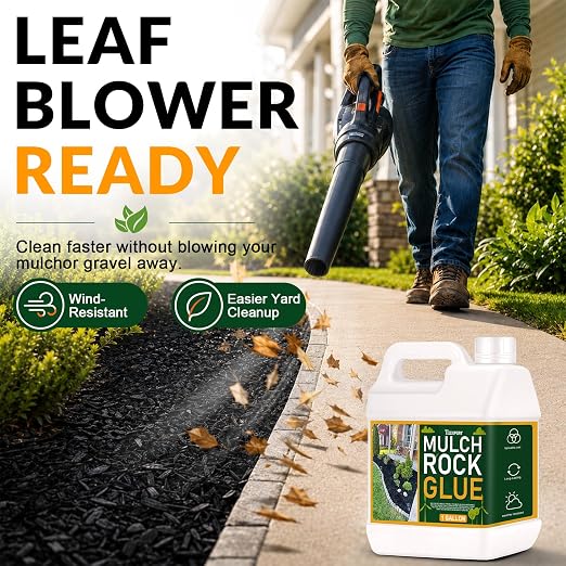 Teexpert Mulch and Rock Glue for Landscaping, 1 Gallon Concentrate Landscape Glue for Rubber Mulch, Wood Chips, Pea Gravel & Small Rocks, Strong Hold, Dries Clear, Covers up to 200 sq ft