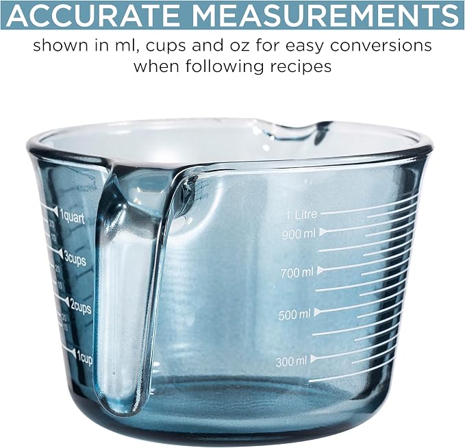 COOK WITH COLOR Glass Measuring Cups - Ideal for Cooking and Baking, Blue