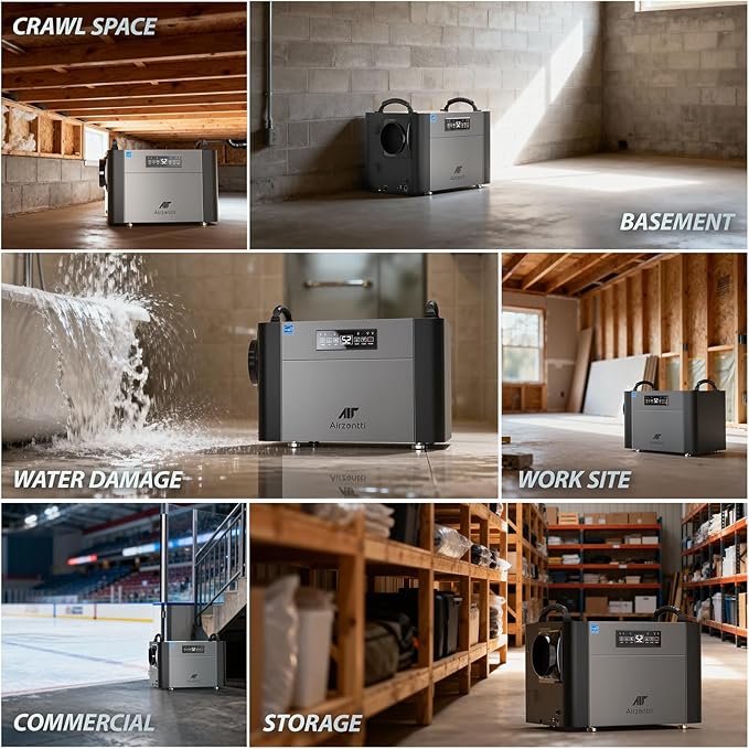 155 Pints Commercial Dehumidifier for Basement with Pump and Drain Hose, Large Space Dehumidifier for Crawl Space, Attic, Garage, Home, Industrial, Water Damage, Auto Defrost, Energy Star