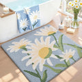 LUMI Bathroom Rugs Cute Daisy, Soft Absorbent Squarer Bath Mat Non-Slip, Machine Washable Quick Dry Blue Luxury Rug Flower for Kids Room, Bathtub, Home Decor, 26"x26"