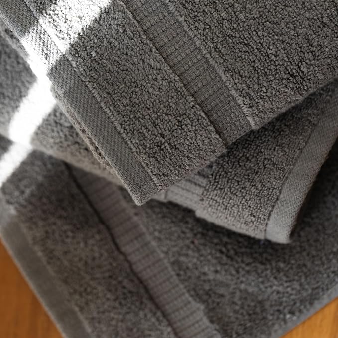SALBAKOS 6-Piece 100% Turkish Cotton Hand Towels, 16x30 inch, Gray | Large Size Thick Super Soft Highly Absorbent, Versatile Hair Face & Hand Drying Towel, Premium Hotel Quality Made in Turkey