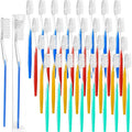 Patelai 100 Pcs Disposable Travel Toothbrush Bulk Individually Wrapped Toothbrush Pack Medium Soft Bristle Manual Disposable Colorful Tooth Brush for Adult Work Travel Hotel Donation (Vivid)