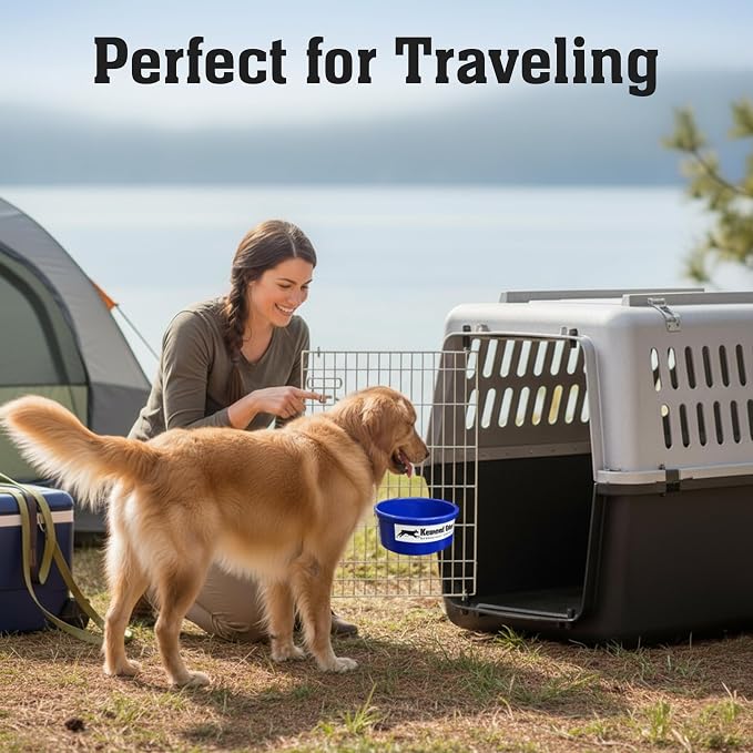 Dog Crate Water Bowl No Spill, 20oz Food-Grade Polypropylene Feeder (Blue) | Secure Crate Mount with Covered Parts, Travel-Ready, Easy-To-Clean Design for Home, Crate Training and Travel