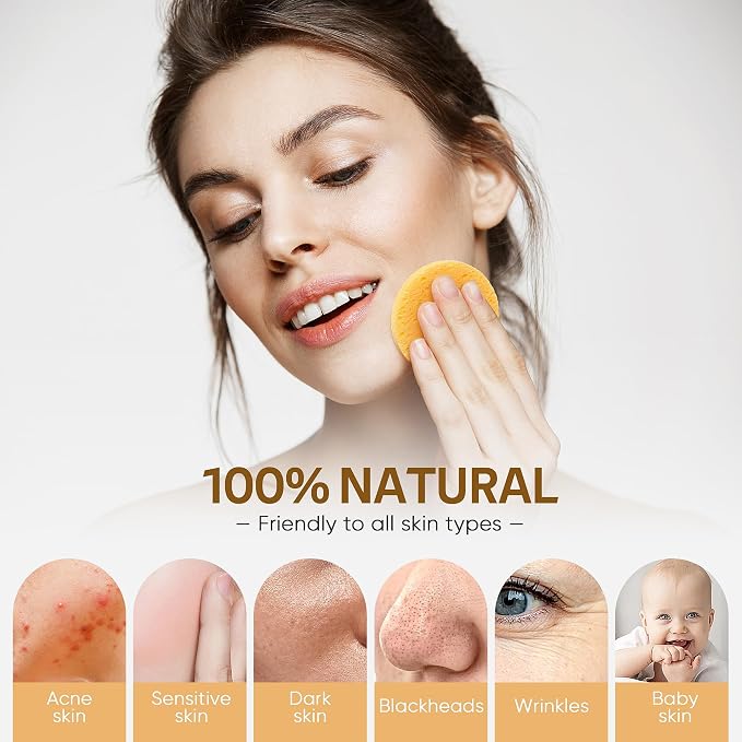 GAINWELL 50-Count Compressed, GAINWELL Cellulose, 100% Natural Cosmetic Spa Sponge for Facial Cleansing, Exfoliating Mask, Makeup Removal