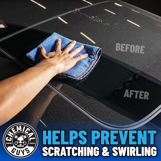 Chemical Guys, Professional Microfiber Towels, 16 x 16 in, Blue, 12 Pack | Ultra-soft, scratch-free towels to buff wax, dry panels and clean glass and interiors, machine washable
