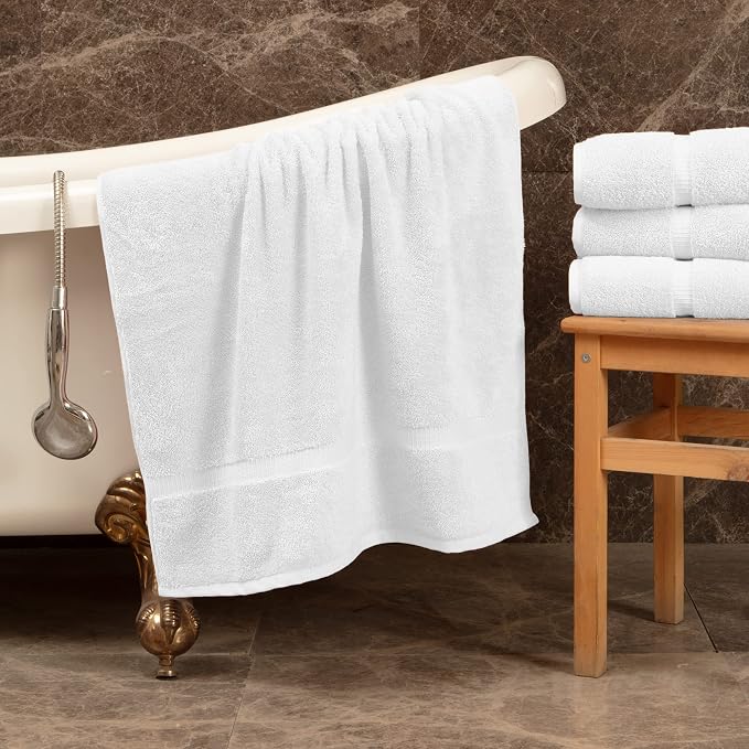 Towel Bazaar 8-Piece Towel Set, 100% Premium Cotton Turkish Towels,Luxury Towel Super Soft and Absorbent, Perfect Use for Bathroom, Shower Towels - White