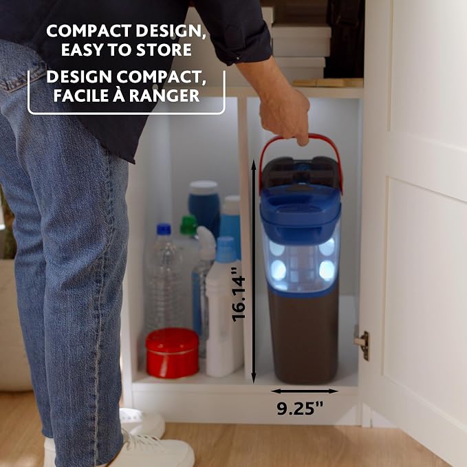 Vileda H2prO Flat Mop & Bucket Set | Cleans floors, walls & baseboards | Keeps clean & dirty water separate | Compact | Washable microfiber mop head