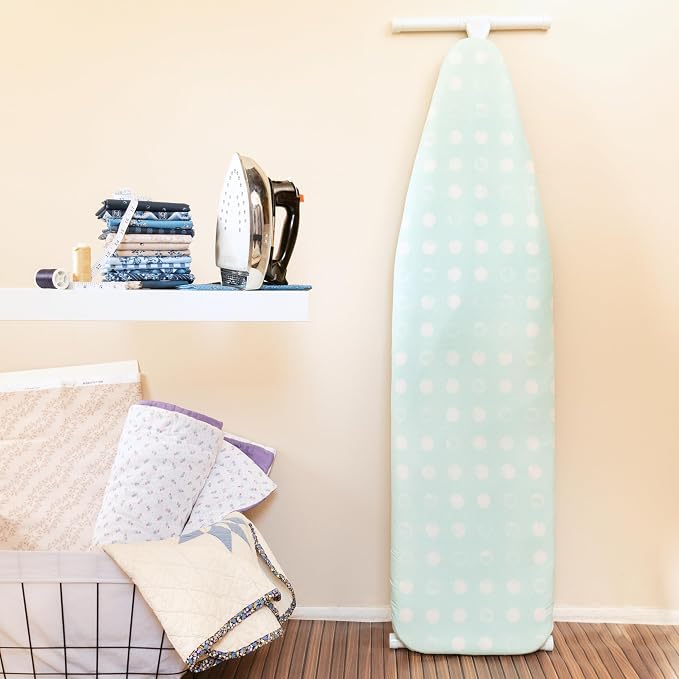 Wool Reversible Fitted Ironing Board Cover - 2 in 1 - One Side Wool One Side Cotton (Fits 54" x 18" Standard Ironing Boards) (Aqua Blue)