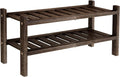 2-Tier Acacia Wood Stackable Shoe Rack - Brush Black