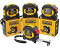 LEXIVON [4-Pack] 25Ft/7.5m AutoLock Tape Measure | 1-Inch Wide Blade with Nylon Coating, Matte Finish White & Yellow Dual Sided Rule Print | Ft/Inch/Fractions/Metric (LX-205X4)