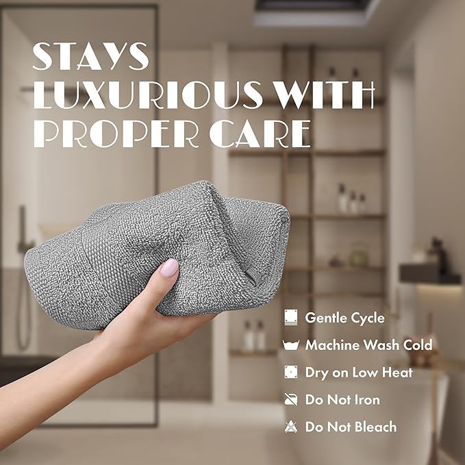 White Classic Light Gray Washcloths Set for Body and Face Towel, Cotton Wash Cloths Bulk 12 Pack, Spa Fingertip Wash Clothes 12x12 Inch, Soft Absorbent Gym Towels