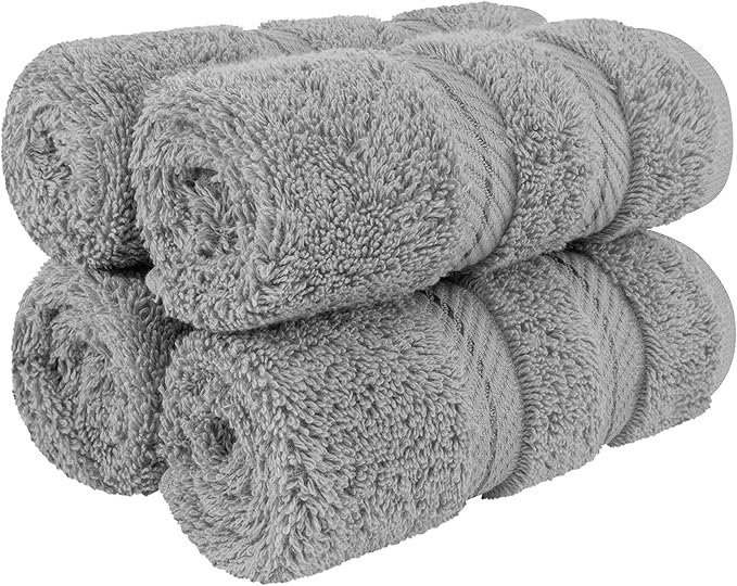 American Soft Linen 100% Cotton Luxury Turkish Towels, 4 PC Washcloth Set | Soft Absorbent Quick Dry OEKO Tex Standard 100 Certificated Durable Machine Washable Breathable Premium Hotel Quality