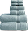 Springtree Home Luxury Bamboo Rayon Bath Towel Set | 6-Piece Set | Aegean | 35% Bamboo Rayon - 65% Zero Twist Cotton | Absorbent Quick-Dry Towels for Bathroom | Ultra Soft | OEKO-TEX Standard 100