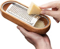 Cheese Grater with Container - Stainless Steel Cheese Grater with Cherrywood Serving Bowl - Fine Shredder Kitchen for Hard Cheese, Spices, and Zesting - Italian Kitchen Gadgets by Kings County Tools