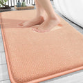 OLANLY Thick Memory Foam Bathroom Rugs 30x20, Absorbent Bath Mat, Peach | Soft Quick Dry Bath Rugs Mats, Non-Slip, Machine Washable Carpet for Bathroom Floor, Tub and Shower, Home Decor Accessories