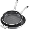 Cuisinart FusionPlus Hybrid Stainless Steel 2-Pc Skillet Cooking Set, 10 Inch and 12 Inch Open Skillets, PURELYSEAR Hybrid Searing Surface, Oven Safe, Cool Grip, Induction Compatible