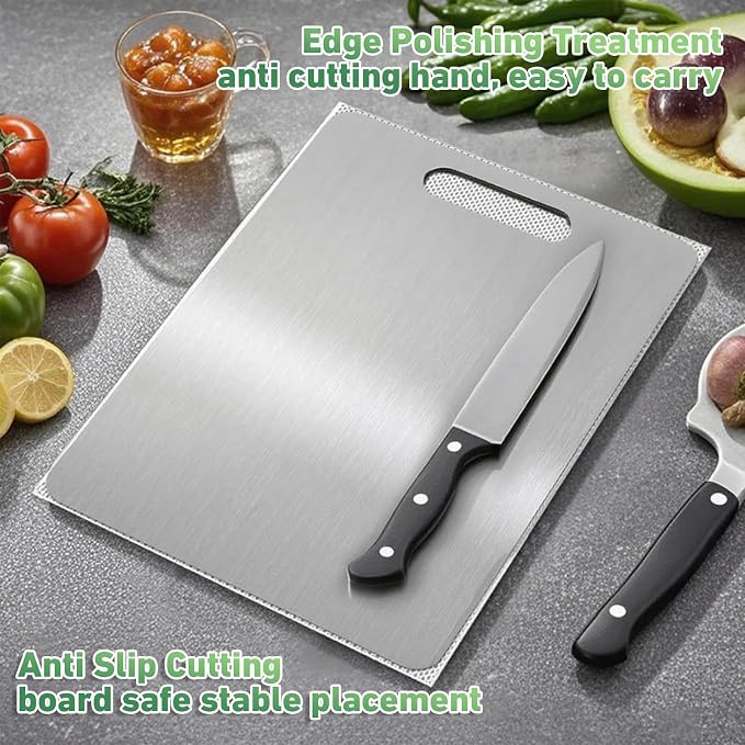 Katori Titanium Cutting Board, New 100% Pure Titanium Cutting Boards for Kitchen, Double Sided Food Metal Chopping Board, Non Toxic Dishwasher Safe Durable Metal Cut for Meat Fruit Vegetable(S+M+L)