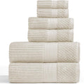 Springtree Home 100% Cotton Bath Towel Set | 6-Piece Set | Textured | Beige | Absorbent & Quick-Dry Bathroom Towels | Textured and Durable Cotton Towels for Bathroom | OEKO-TEX | Krista Collection