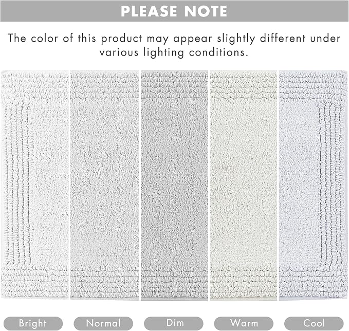 Madison Park Splendor Reversible 100% Cotton Bath Rug, 17 x 24, Grey | Tufted Bathroom Mat, 3000 GSM, Hotel Quality, Luxurious Plush, Medium Pile, Absorbent, Quick Dry, OEKO-TEX, Shower Room Décor
