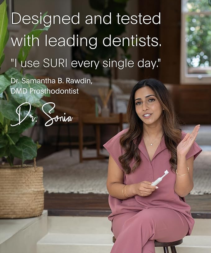 SURI 2.0 New Sonic Electric Toothbrush with Pressure Sensor | 1 Month+ Battery | Electric Toothbrush for Adults | Travel Toothbrushes | Tooth Brush | White