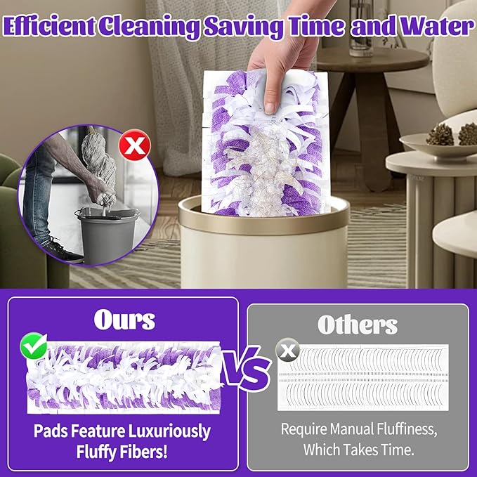 60 Pack Disposable Pads Compatible with Swiffer Power Mop Pads Replacement for Swiffer Power Mop Refills, Multi-Surface &Wood Floor Cleaning