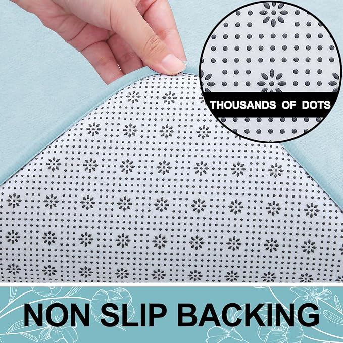 Smiry Memory Foam Bath Mat 36x24, Extra Soft and Absorbent Bathroom Mats, Non Slip Washable Carpet for Floor, Shower and Tub, Sky Blue