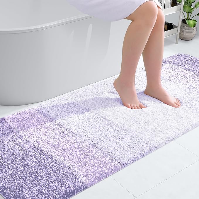 OLANLY Bathroom Runner Rugs Mat 70x24, Extra Soft Absorbent Microfiber Bath Rug, Rubber Backing, Quick Dry, Washable Long Bath Mats for Bathroom, Tub and Shower, Home Decor Accessories, Light Purple