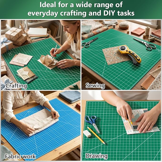 WORKLION 24" x 36" Large Self Healing PVC Cutting Mat, Double Sided, Gridded Rotary Cutting Board for Craft, Fabric, Quilting, Sewing, Scrapbooking - Art Project…
