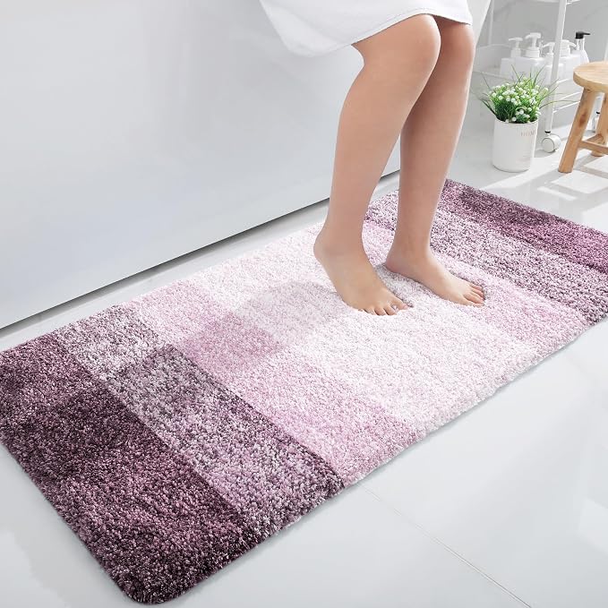 OLANLY Large Bathroom Rugs Mat 40x24, Extra Soft Absorbent Microfiber Bath Rugs, Rubber Backing, Quick Dry, Machine Washable Bath Mats for Bathroom Floor, Tub and Shower, Home Decor Accessories, Mauve