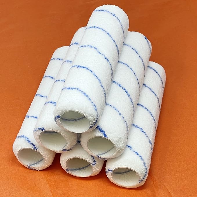 Allgala Paint Rollers 9 inch 3/8 Nap 6 Pack Shedless Lint Free Microfiber Paint Roller Covers for Paint Roller Kit House Painting Project