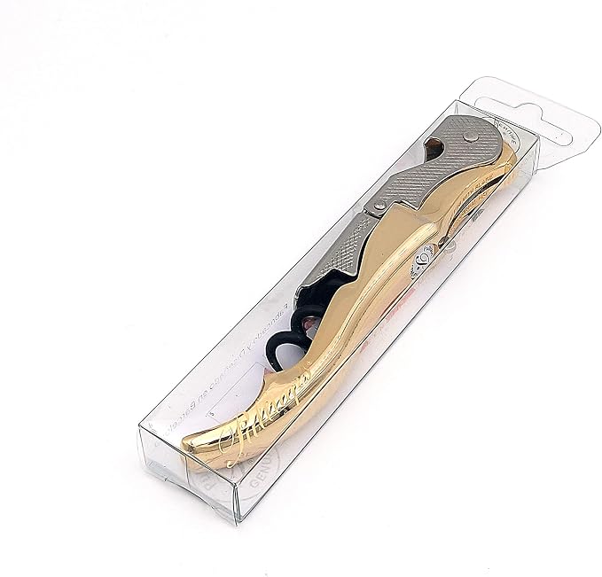Pulltap's Genuine Slider Boss 150 Waiter's Corkscrew – Double-Hinged Wine Key with Sliding Foil Cutter – Patented Design – Made in Spain – Oro (24K Flash Gold)