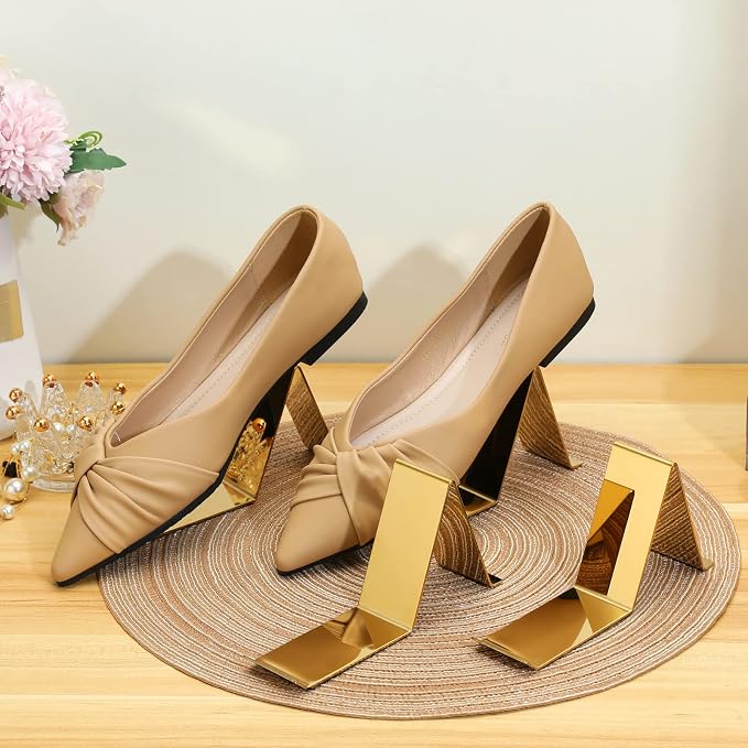 4 Pcs Gold Metal Shoe Display Stands High Heel Display Rack | for Shoe Store Home Shopping Malls Mens Womens Shoe Rack Holder Stand
