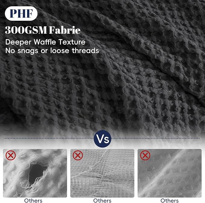 PHF Waffle Duvet Cover Set Twin XL Size, Back to School College Dorm Bedding, Ultra Soft Breathable Comforter Cover for All Season, Dorm Room Essentials Set with 1 Pillow Sham,68" x 90", Black