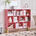 LEYAOYAO 10 Cube Bookshelf,Mid-Century Modern Bookcase with Legs,Light Pink | 3 Tier Book Shelf, 55" Wide Rustic Wood Bookshelves Large Storage Organizer, Open Shelves for Bedroom, Living Room, Office