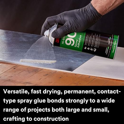 3M Hi-Strength 90 Spray Adhesive, Permanent, Bonds Laminate, Wood, Concrete, Metal, Plastic, Clear Glue, Net Wt 12.23 oz (Pack of 2)