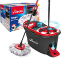 Vileda Turbo Deep Clean Spin Mop and Bucket Set with Foot Pedal Wringer | Telescopic Handle 65–131cm, Microfibre Mop Head with Scrub Pad, Machine Washable, Cleans Hard Sealed Floors, 5 Year Guarantee