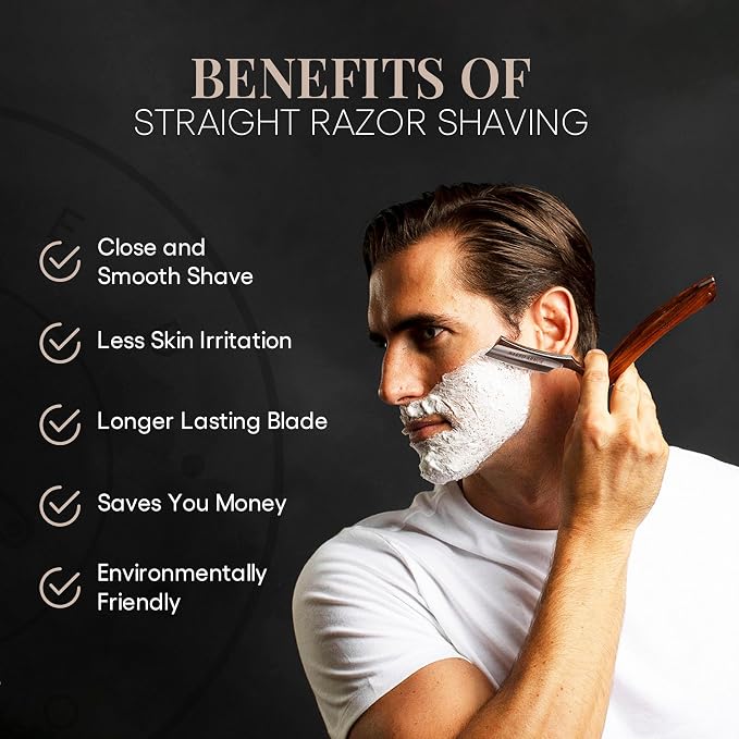 Naked Armor Thor Straight Razor Kit, Japanese Stainless Steel Shaving Set | 7-Pc Shave Ready Wet Shaving Kit, 7/8" Barber Straight Edge Razor Set, Strop, Paste, Brush, Soap, Sheath, Box, Gifts for Men
